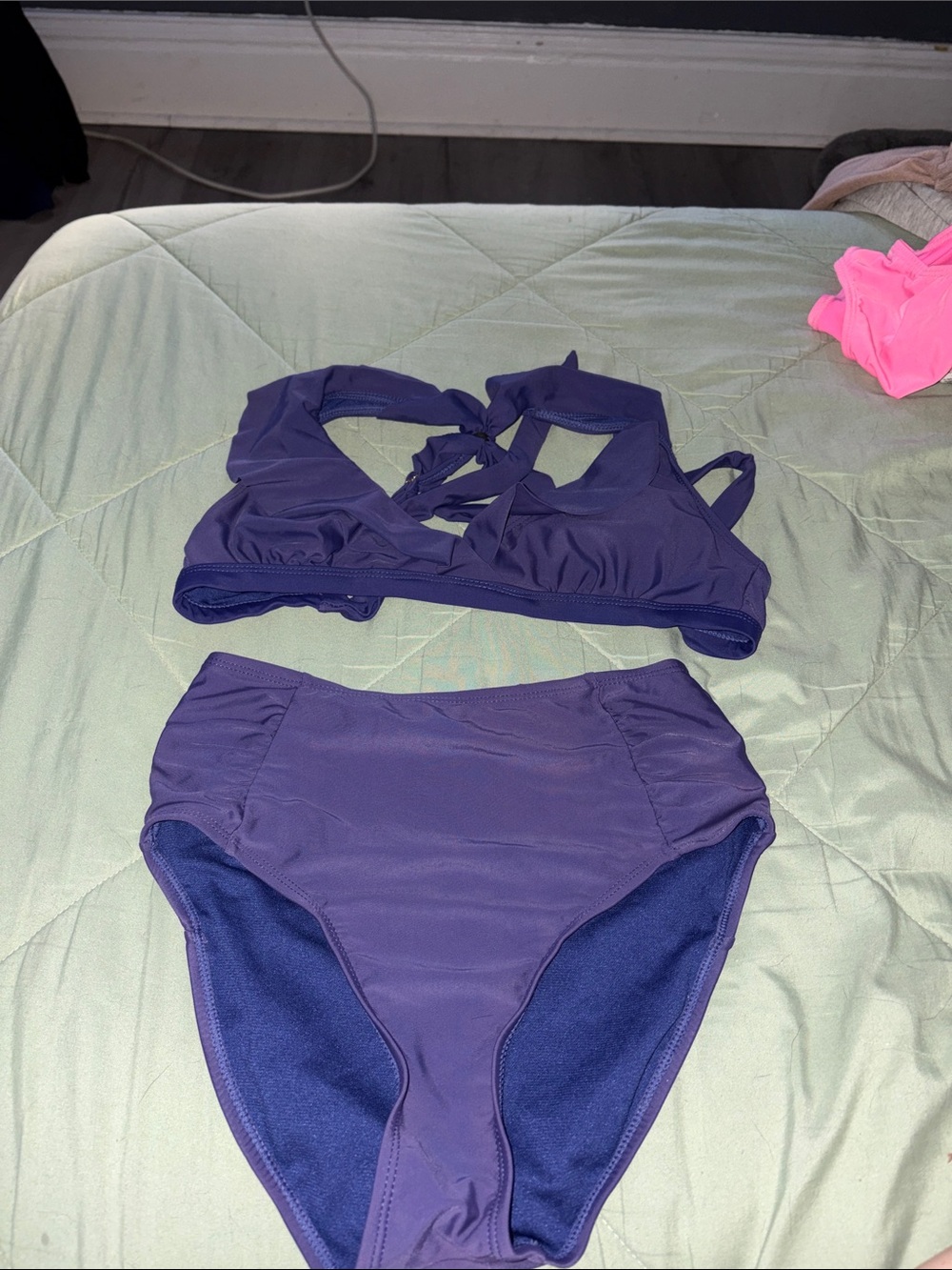 BCBG navy High-Waist Bikini Set